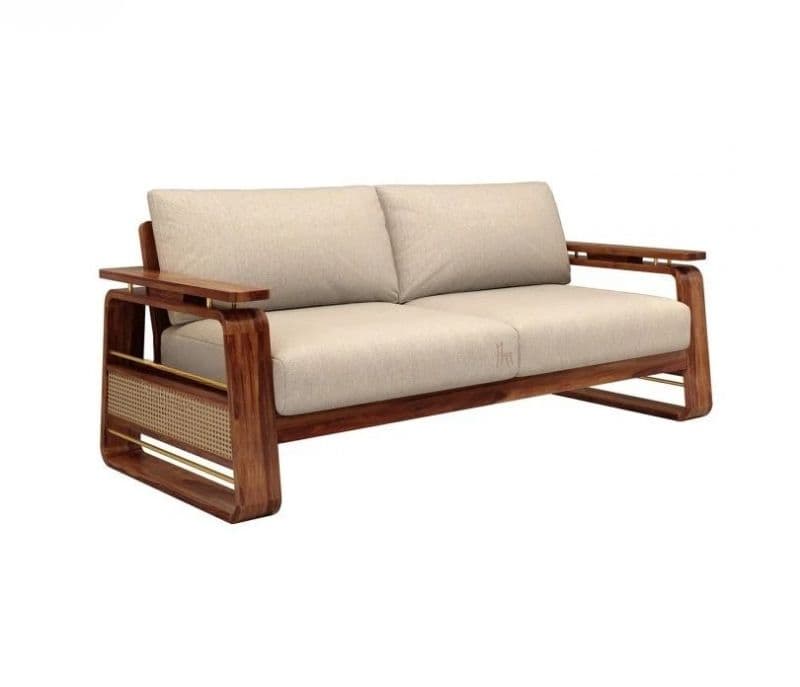 Image 6 for Vrinda Sheesham Wood Sofa with Cane and Brass Detailing