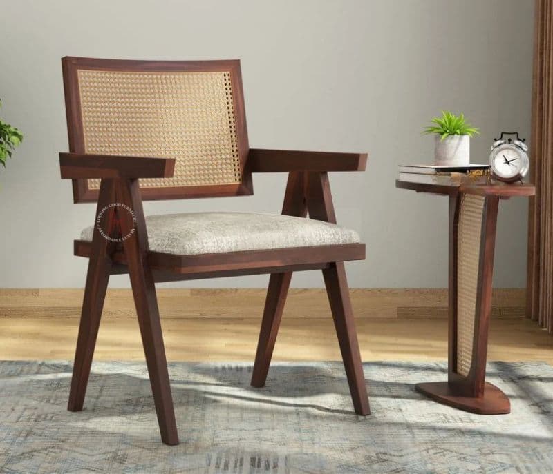 Sheesham Wood Cane Arm Chair ( Walnut Finish )