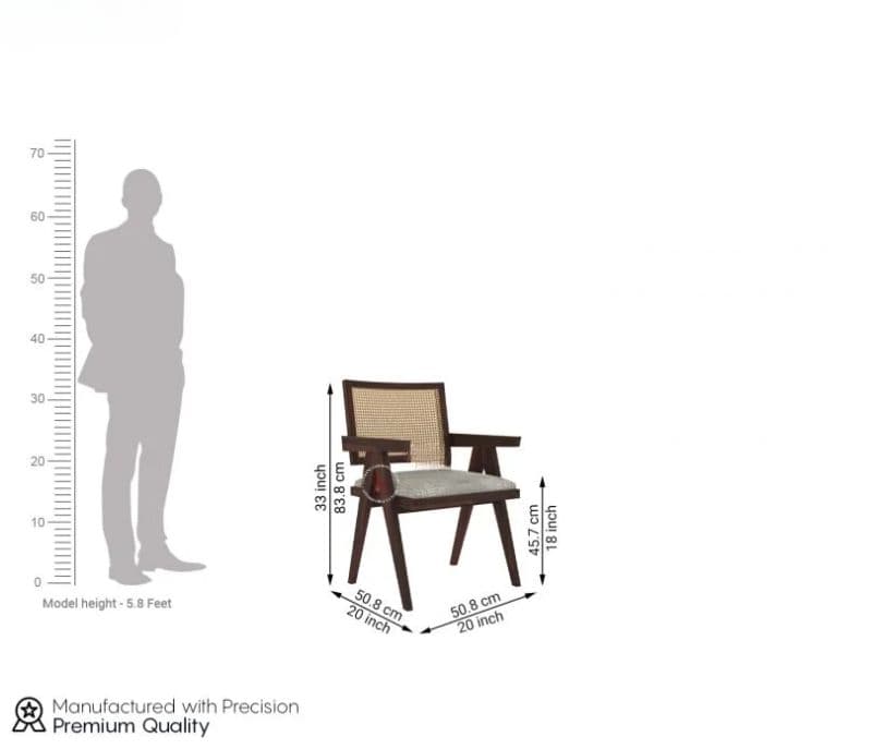 Image 6 for Sheesham Wood Cane Arm Chair ( Walnut Finish )