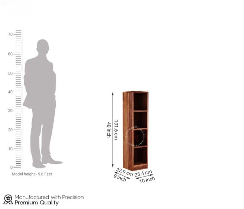 Image 6 for Watkin Sheesham Wood Display Cabinet With Open Storage( Honey Finish )