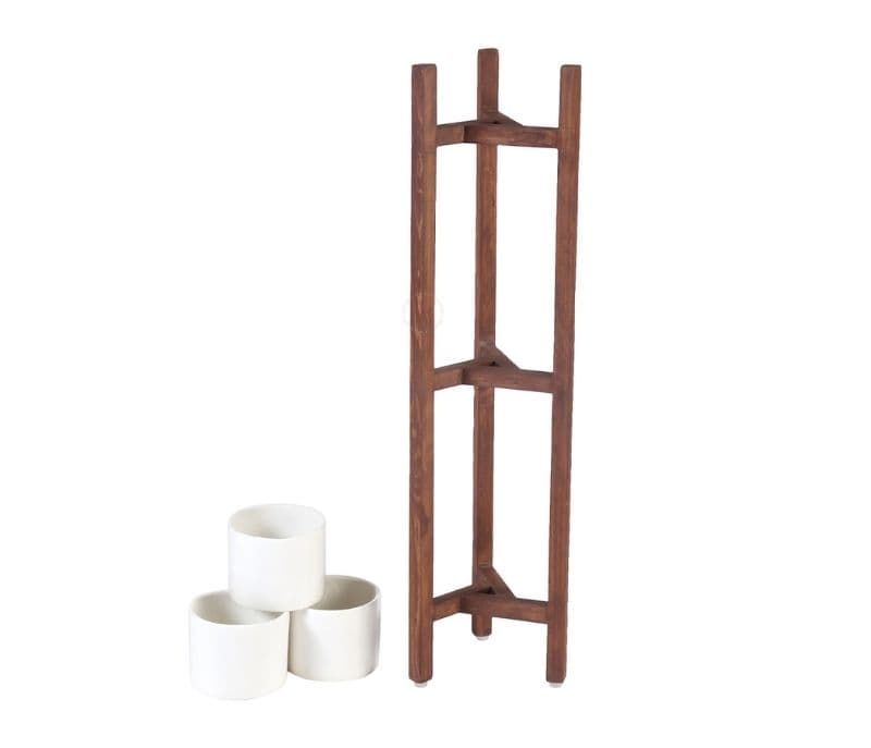 Image 8 for Rosana 3 Tier Planter With Dark Finish 3 Ceramic Pots