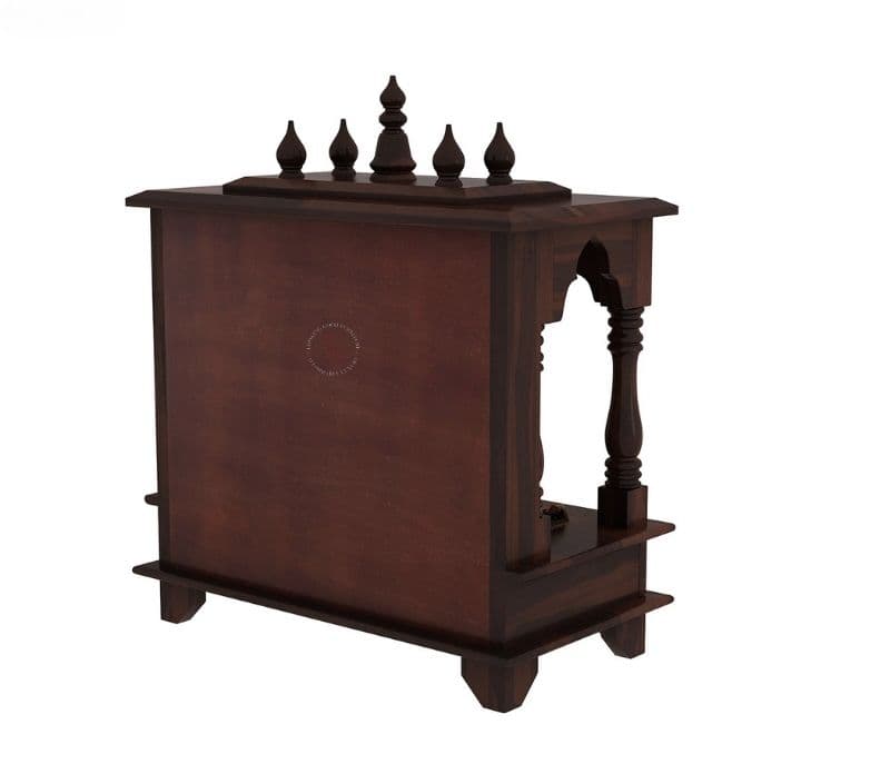 Image 5 for Thailand Wall Mounted Pooja Mandir With Twin Drawers (Walnut Finish)