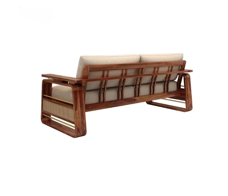 Image 5 for Vrinda Sheesham Wood Sofa with Cane and Brass Detailing