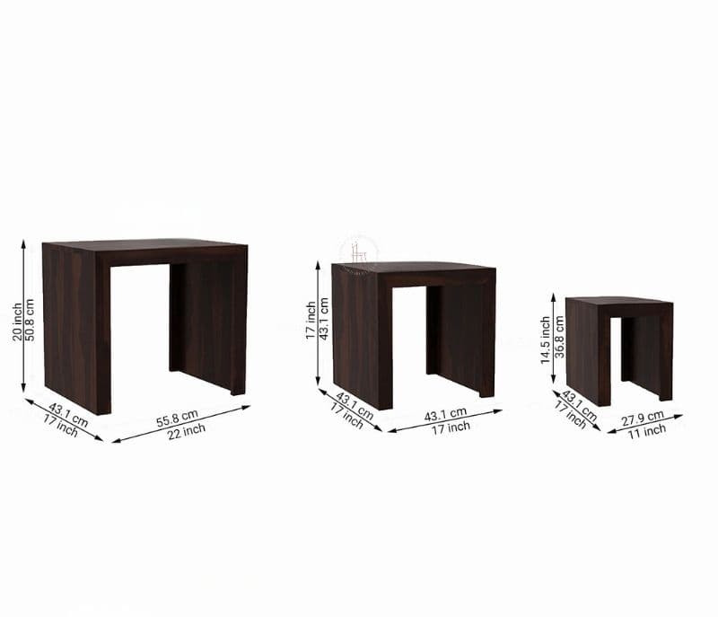 Image 8 for Ayotte Sheesham Wood Nest of Tables (Walnut Finish)