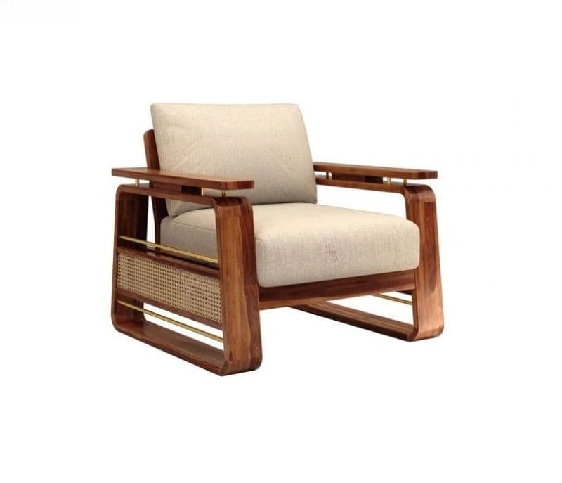 Image 10 for Vrinda Sheesham Wood Sofa with Cane and Brass Detailing