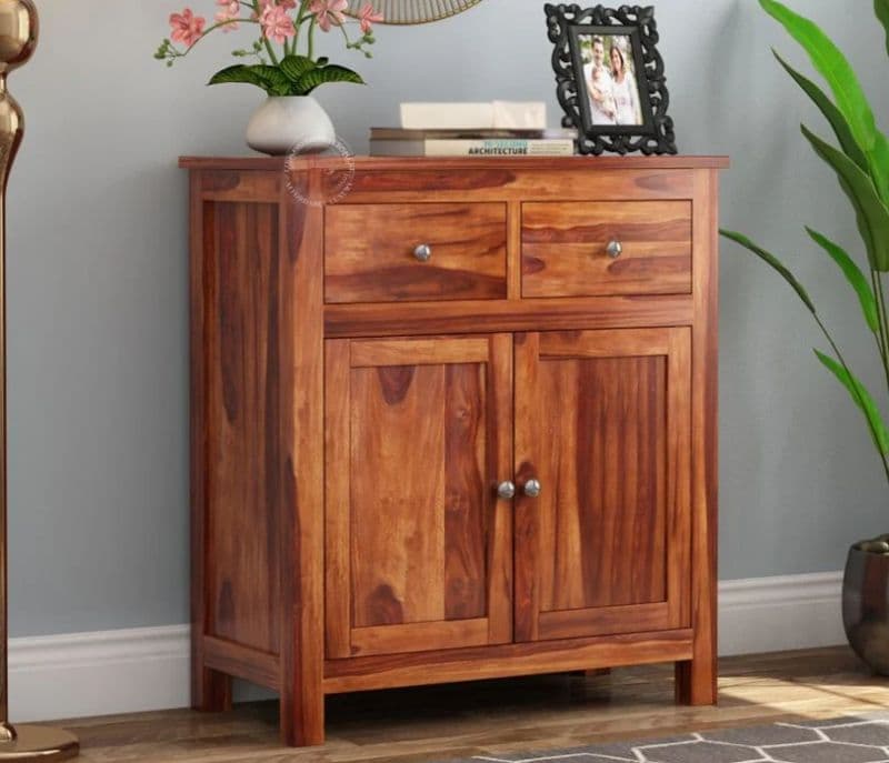 Clavis Sheesham Wood Cabinet With Drawers ( Honey Finish )