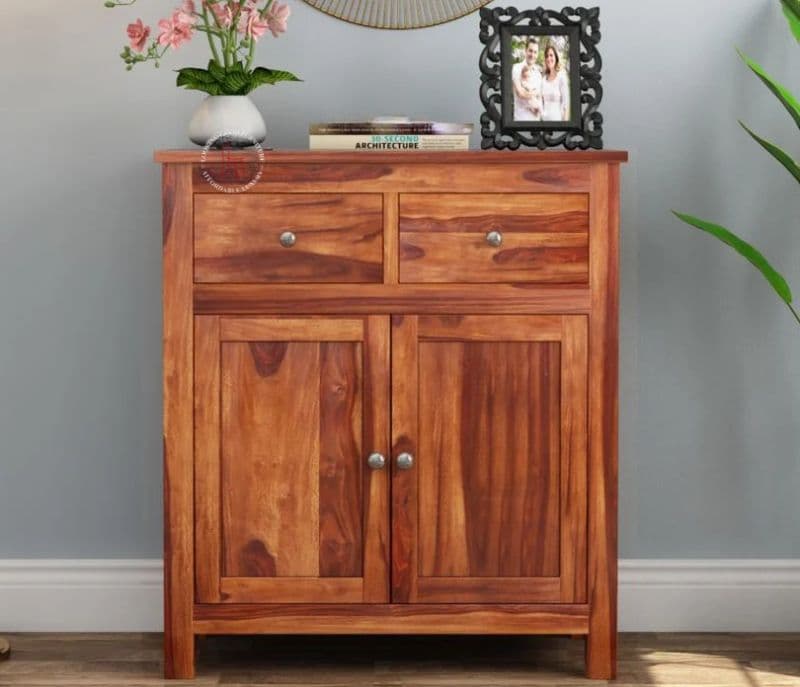 Image 2 for Clavis Sheesham Wood Cabinet With Drawers ( Honey Finish )