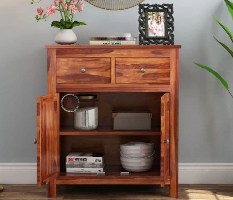 Image 3 for Clavis Sheesham Wood Cabinet With Drawers ( Honey Finish )