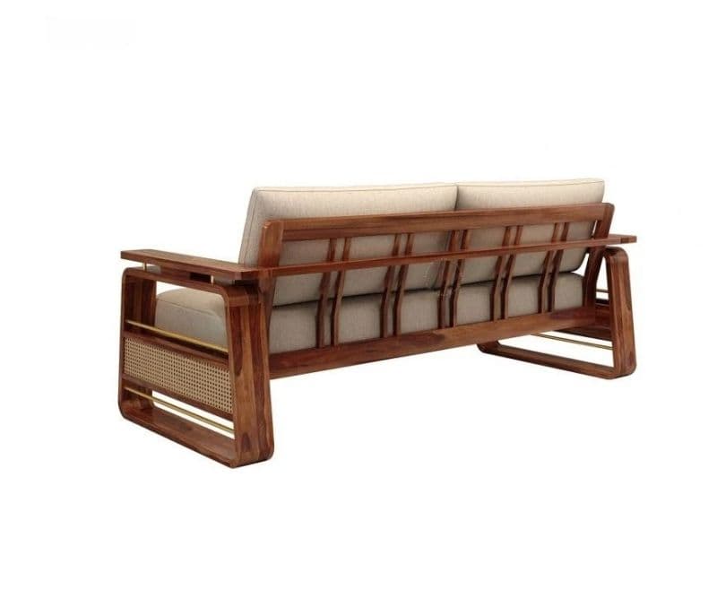 Image 9 for Vrinda Sheesham Wood Sofa with Cane and Brass Detailing