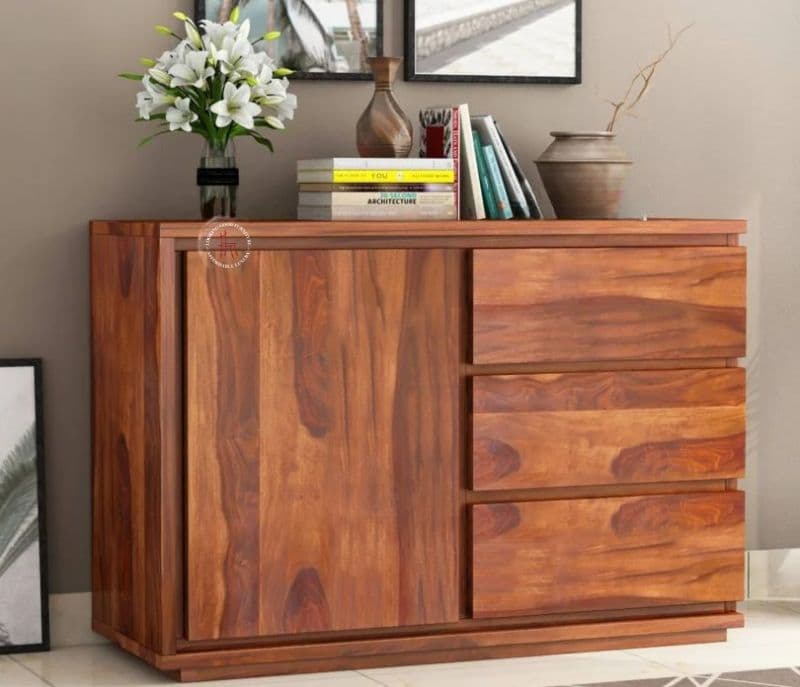 Hazel 3-Drawer Wooden Chest Of Drawers ( Honey Finish )