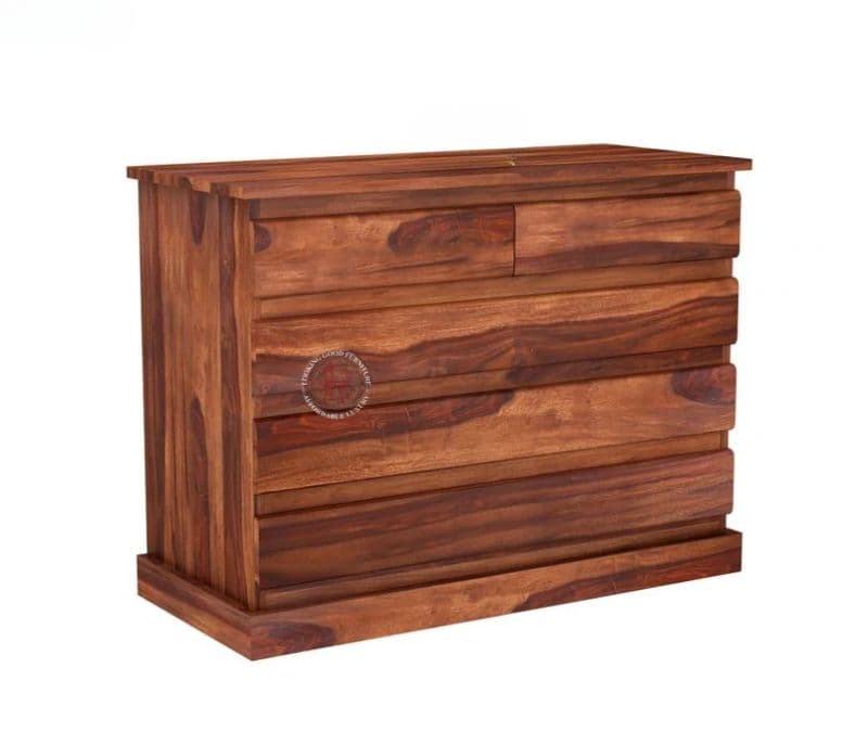 Image 4 for Colen 5-Drawer Wooden Chest Of Drawers ( Honey Finish )