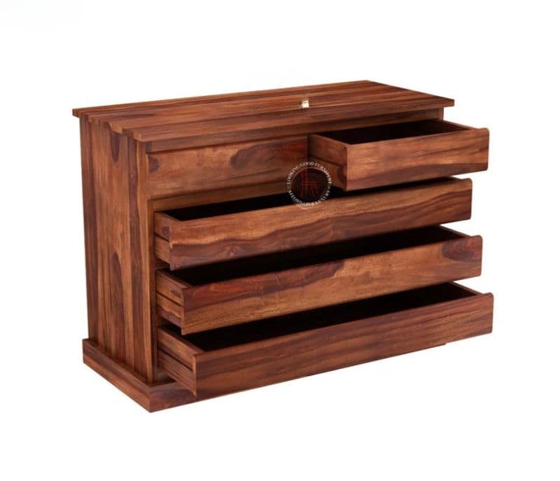 Image 6 for Colen 5-Drawer Wooden Chest Of Drawers ( Honey Finish )