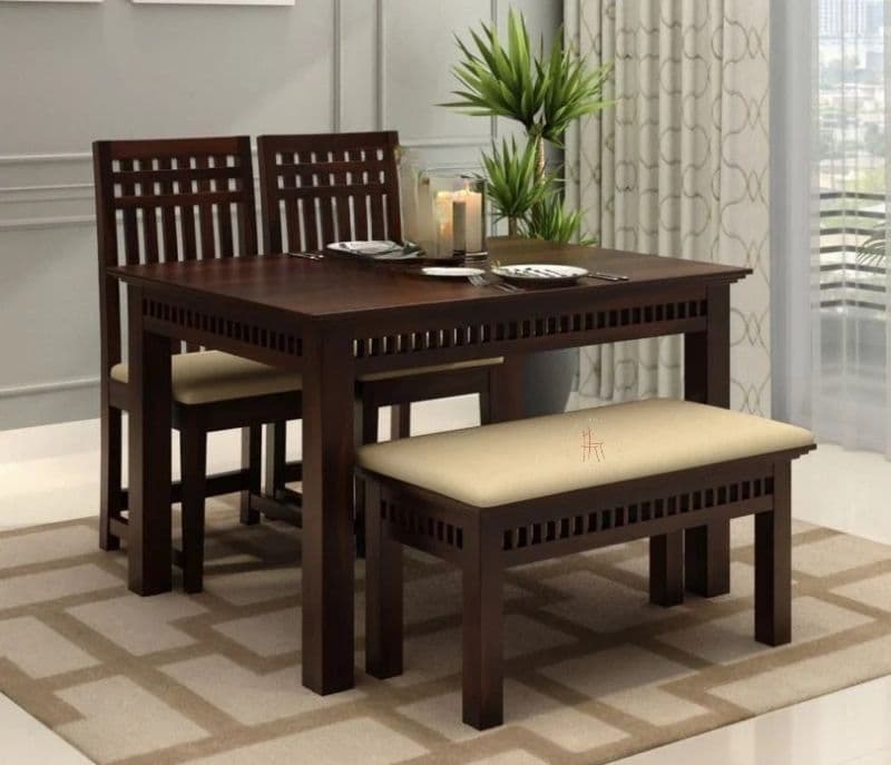 Image 2 for Karter  4 Seater Dining Set with Bench (Walnut Finish)