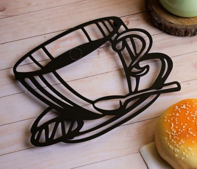 Image 2 for Keyla Black Tea Cup Pattern Hot Plate Stand