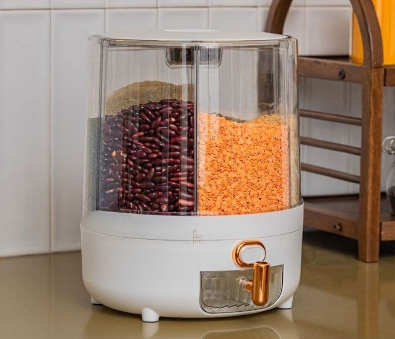 Neriah 6- Compartment All-In-One Rotating Grain Dispenser