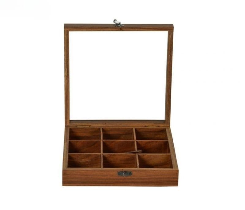 Image 3 for Gabriela Brown Decorative Multi Purpose Spice Box With Nine Partitions And Spoon