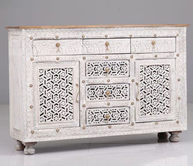 Image 3 for Emory White Cabinet and Sideboards with 6 Drawers
