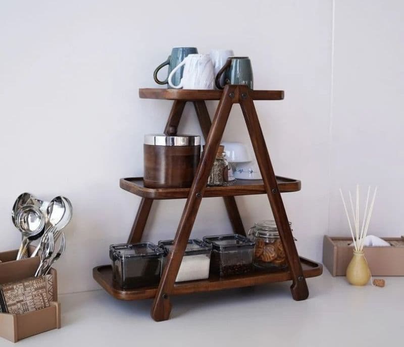 Veda 3 Tier Solid Wood Kitchen Rack