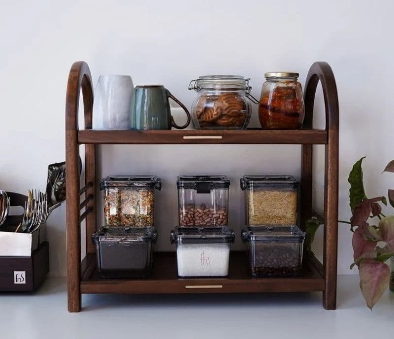 Image 2 for Solana Solid Wood Kitchen Rack (Teak Finish)