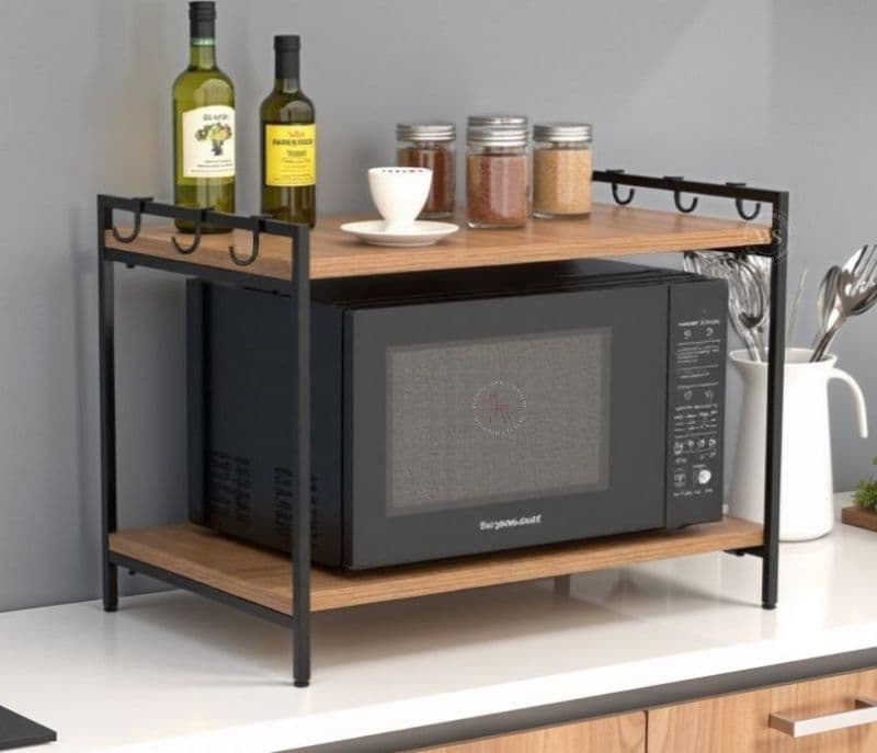 Marigold Engineered Wood Microwave Stand With 2 Tier Kitchen Organizer Storage