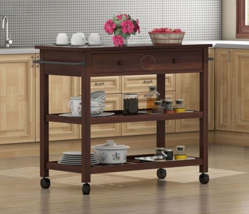 Ezra Kitchen Island (Walnut Finish)