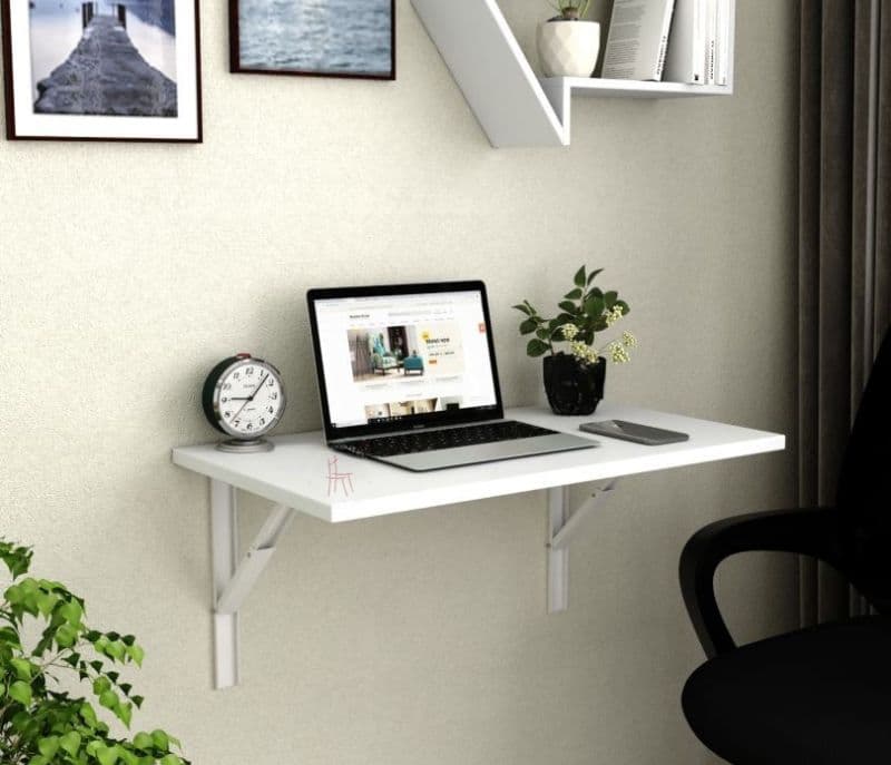Image 3 for Elyse Wall Mounted Engineered Wood Study Table (Frosty White Finish)
