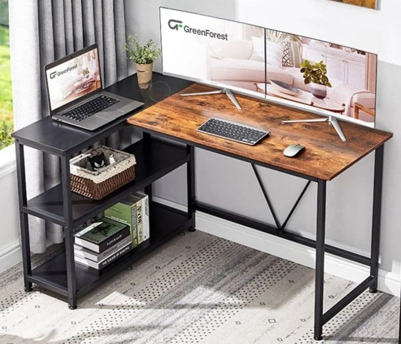 Image 2 for Zelda L-Shape Corner Desk with Storage Shelf