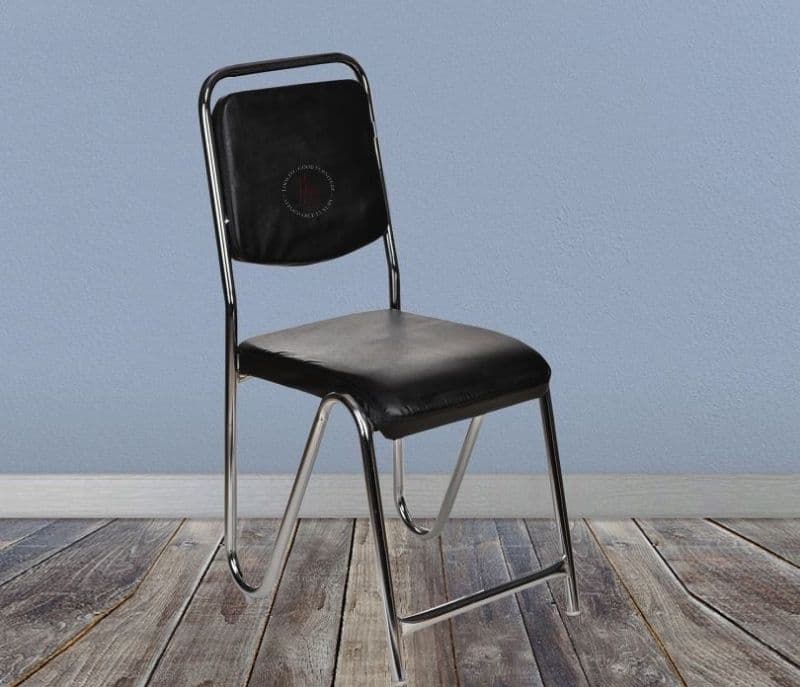 Rivka Set of 2 Ronald Black PU Chrome Plated Visitor Chair