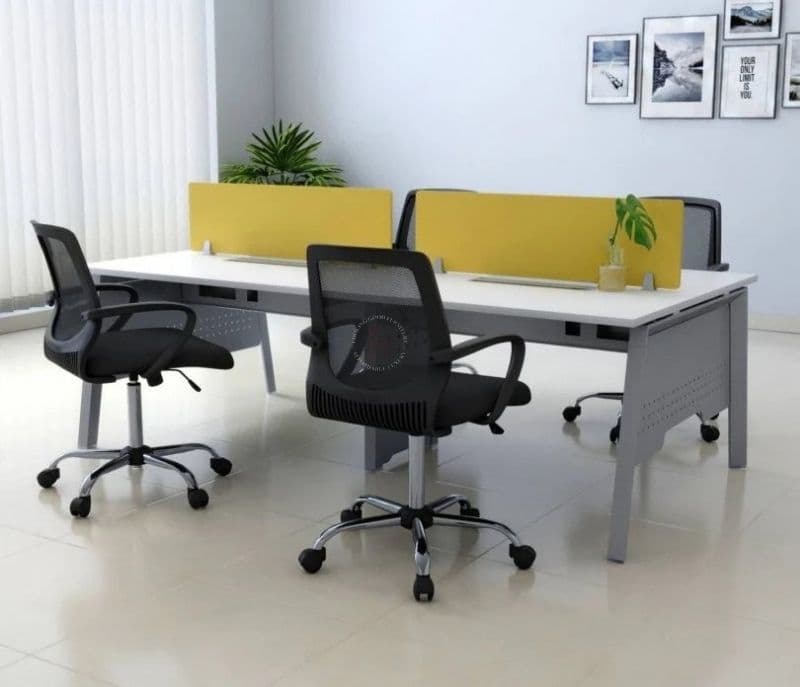 Kenzie Wood and Metal Workstation Table with Broad Legs