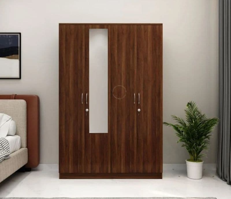 Sebastiano 4 Door Multi Utility Wardrobe (Columbian Walnut Finish)
