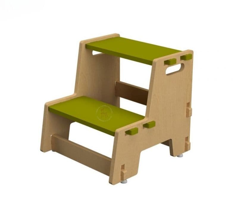 Image 3 for Aliza Green Wooden Kids Maroon Apricot Step Stool
