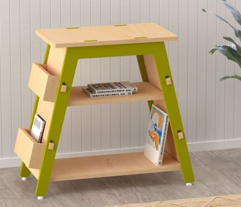 Araceli Red Pear Green Wooden Kids Bookshelf