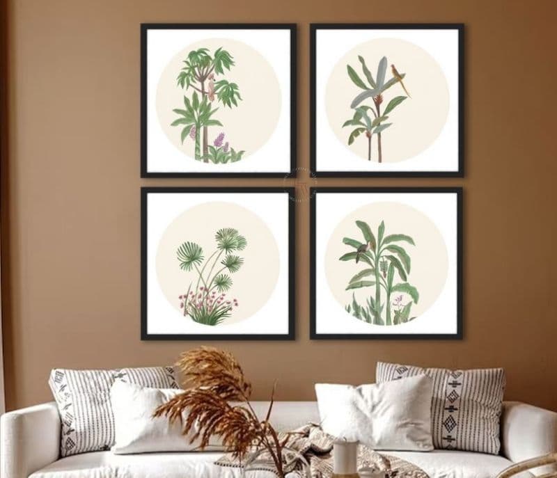 Tilly Tropical Tree Artistic Set of 4 Wall Frame