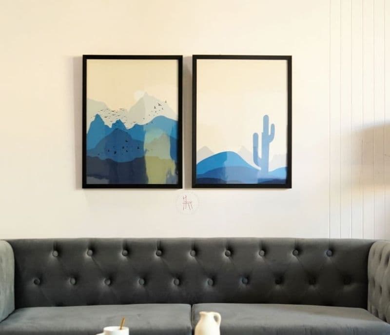 Image 4 for Akira Blue And Grey Hues Landscape Set Of 2 Wall Frame