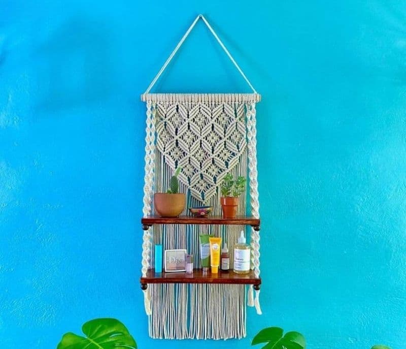 Elouise Handmade Macrame Decorative Wall Hanging and Dual Dowel