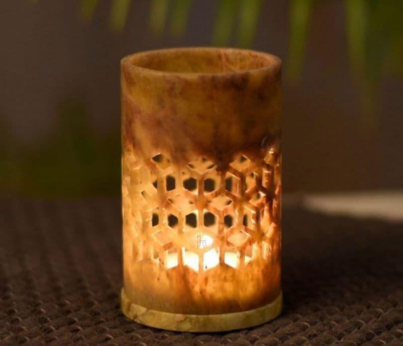 Angie Handcarved Soap Stone Marble Tea Light Holder