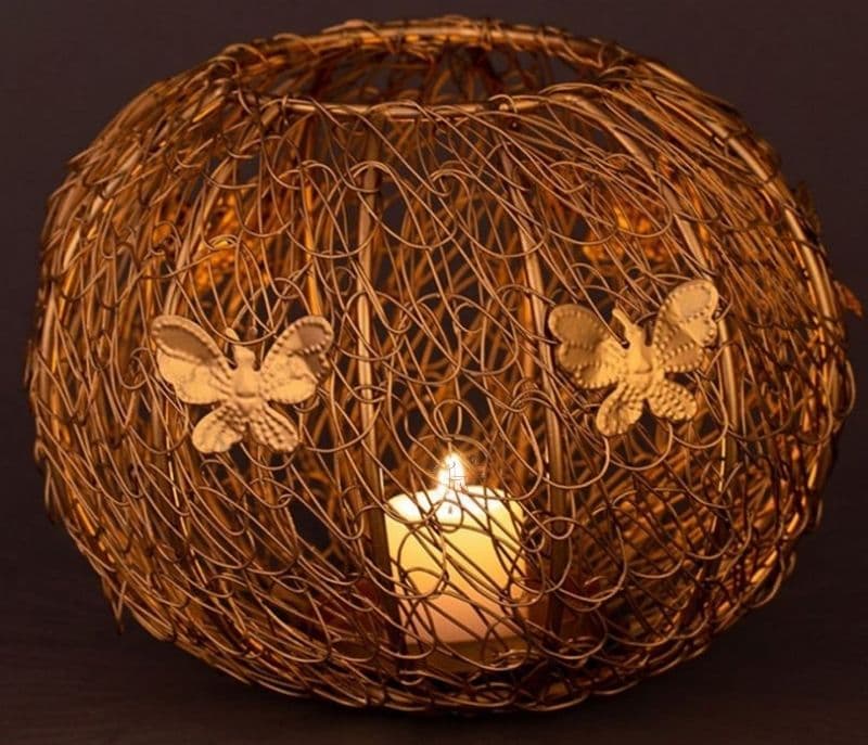 Eileen Brass Finish Iron Wire Tea Light Holder