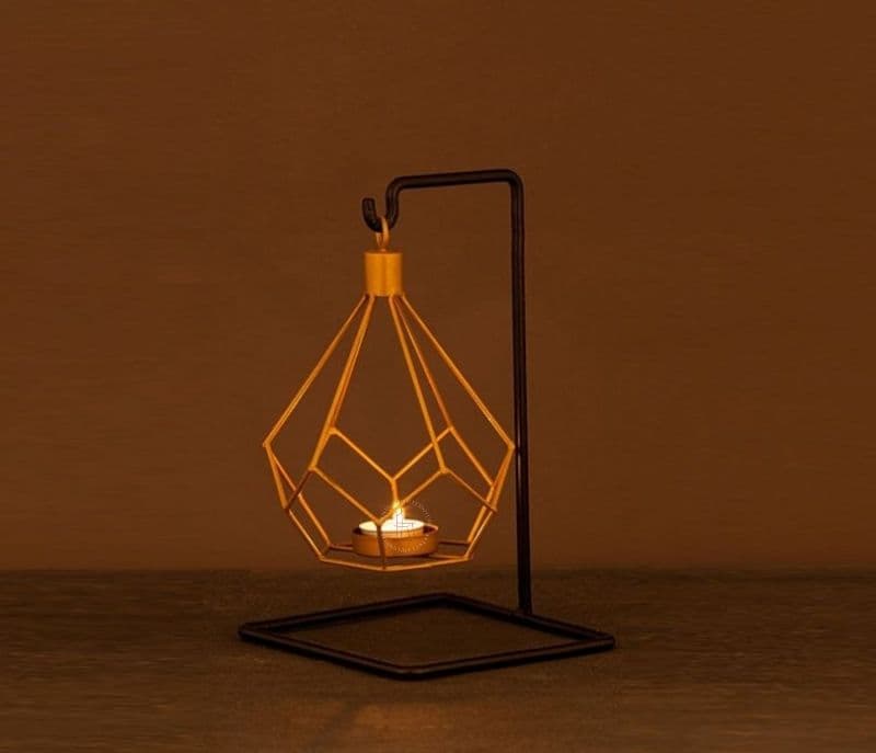 Lyric Black and Gold Handcrafted Hanging Tea Light Holder