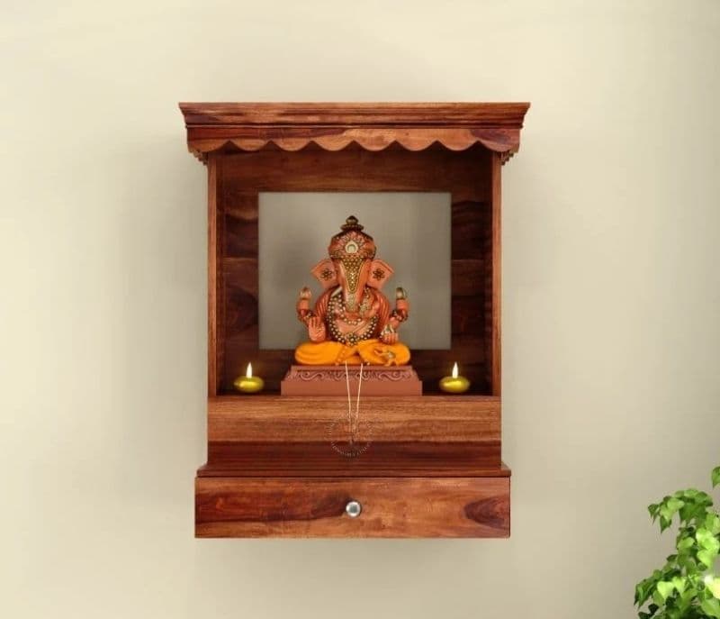 Athena Wooden Mandir for Home (Honey Finish)