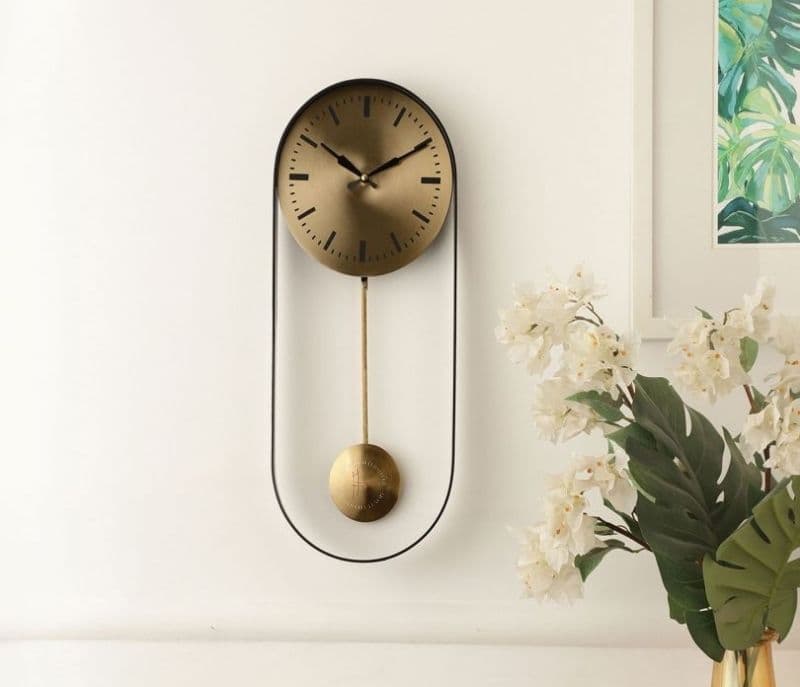 Celeste Pendulum Wall Clock with Black Frame