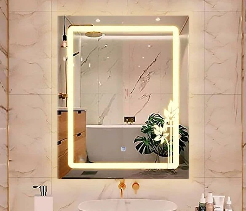 Rowan Silver Rectangular shaped LED Mirror with Triple Light