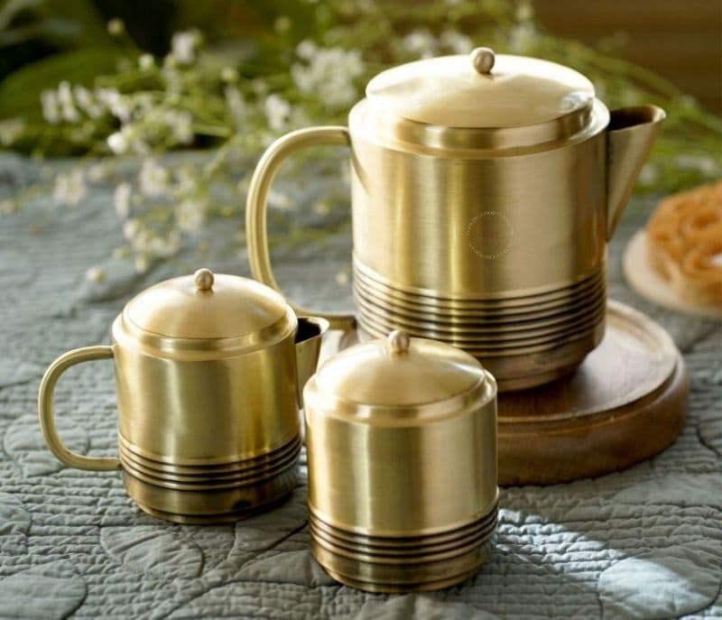 Summer Bhor Antique and Gold Metal Tea Set