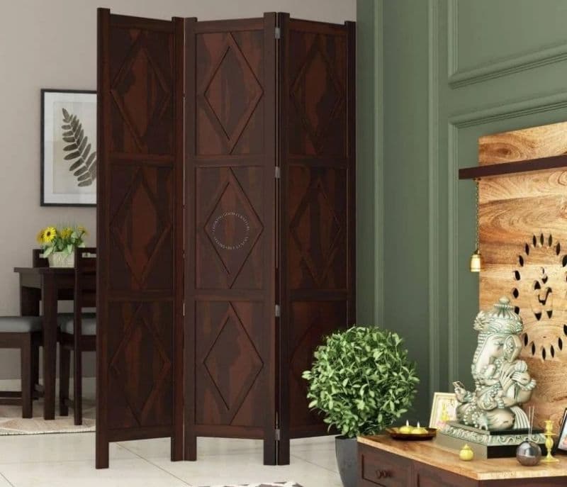 Octavia Cluster 3 Panel Room Partition (Walnut Finish)
