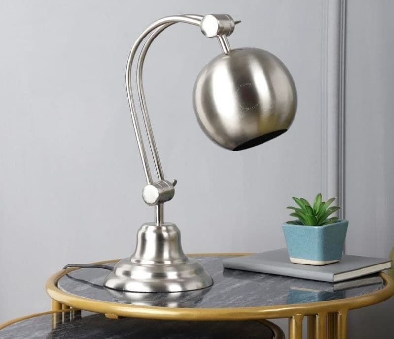 Campbell Silver Pewter Finish Globe Poulsen Double Adjustable Lamp