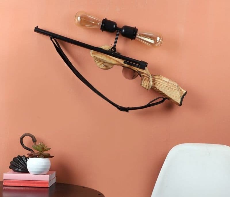 Image 3 for Miley Brown And Black Wood And Iron Wall Light Without Bulb