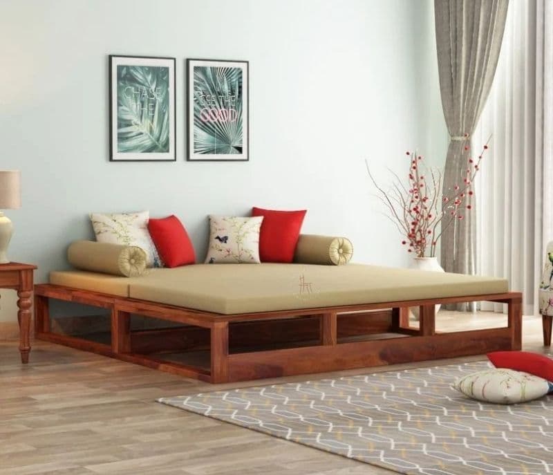 Rufi Cum Bed with Mattress (Honey Finish)