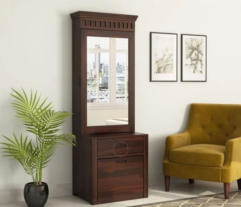 Genesis Dressing Table With Storage Stool (Walnut Finish)