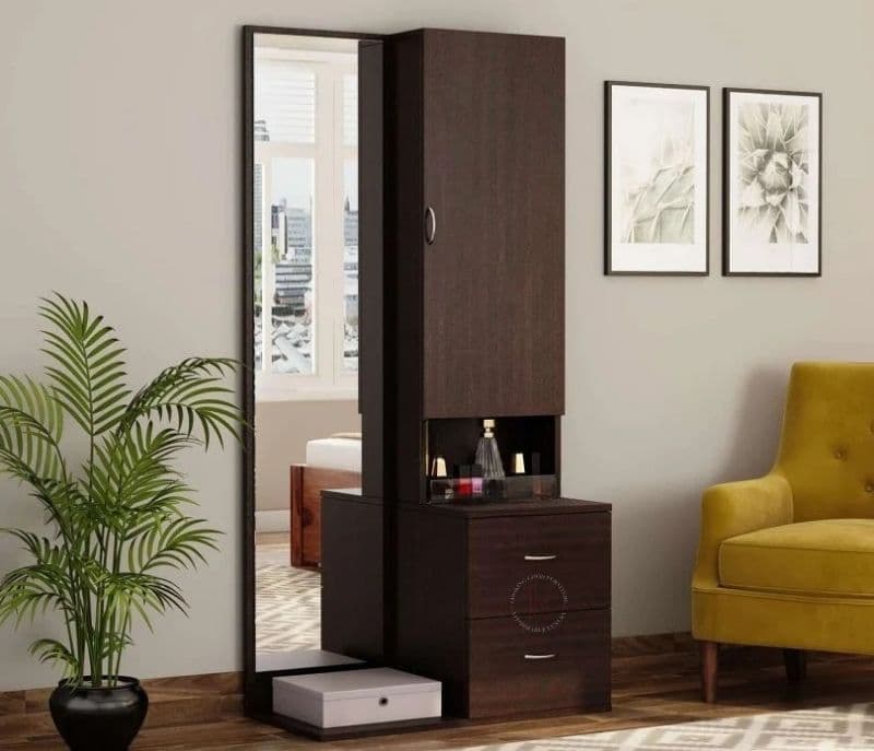 Monroe Engineered Wood Dressing Table with Cabinet and Pull-Out Drawers