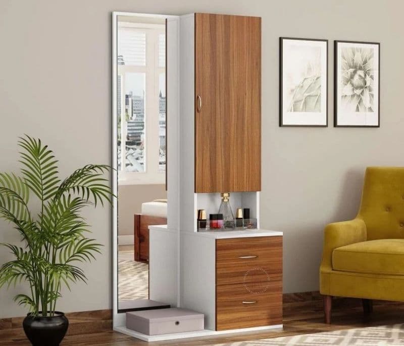 Paisley Engineered Wood Dressing Table with Cabinet and Pull-Out Drawers