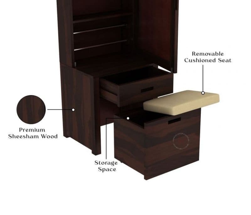 Image 8 for Genesis Dressing Table With Storage Stool (Walnut Finish)